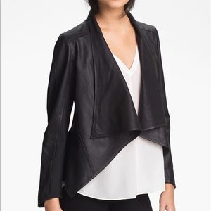 LAMARQUE Drape Collar Leather Jacket Small